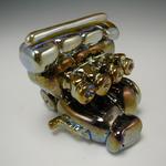 Quad carb transverse four, motorcycle engine. 2013 graduation present. Gold Topaz over clear (reduced)  4 x 4 x 4 inches

